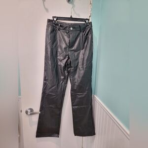 NWT Faux leather straight leg pants